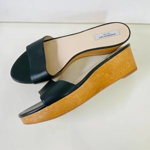 Emerson Fry Slapper Sandals Black Leather Platform Wedge Women's 41 10.5/11 $268